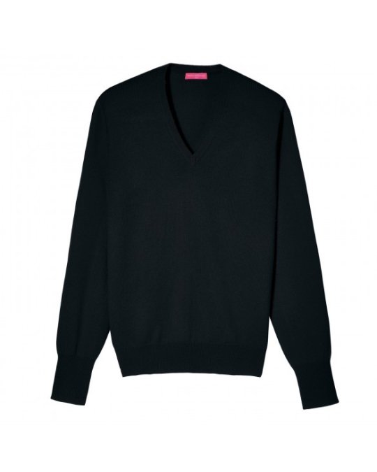 Herren Pullover aus Kaschmir mit V-Ausschnitt Schwarz