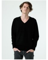 Herren Pullover aus Kaschmir mit V-Ausschnitt Schwarz