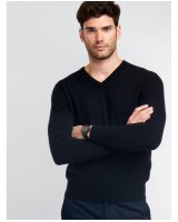 Herren Pullover aus Kaschmir mit V-Ausschnitt Schwarz