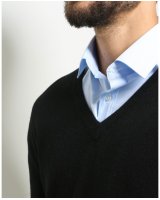 Herren Pullover aus Kaschmir mit V-Ausschnitt Schwarz