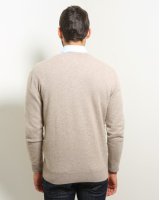 Herren Pullover aus Kaschmir mit V-Ausschnitt Beige