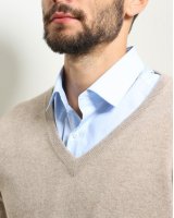 Herren Pullover aus Kaschmir mit V-Ausschnitt Beige