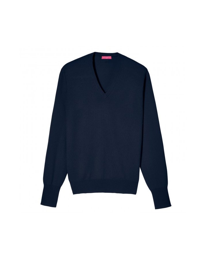 Maglia con scollo a V in Cashmere Blu scuro da Uomo