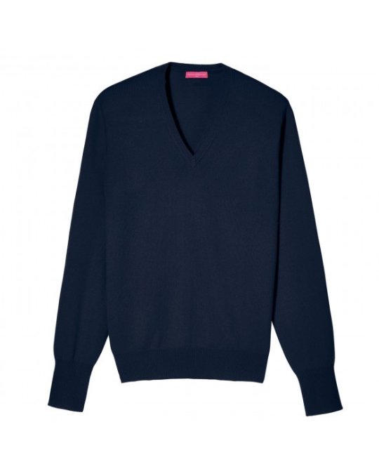 Kasjmier Trui V kraag voor Heren Marineblauw