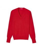 Maglia con scollo a V in Cashmere Rosso da Uomo