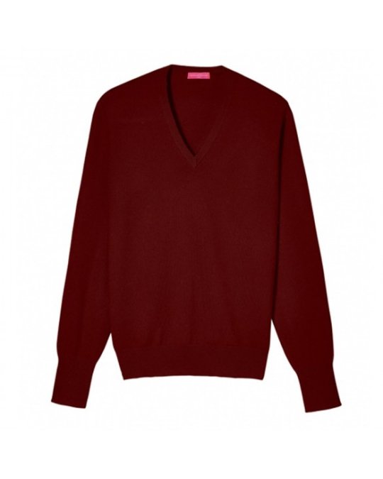 Pull col V en cachemire Bordeaux pour homme