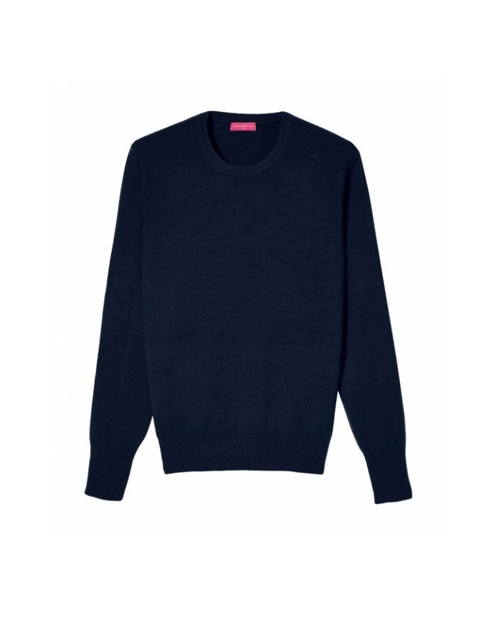 Herren Pullover aus Kaschmir mit Rundhalsausschnitt Marineblau