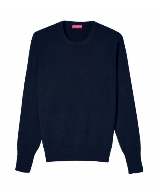 Heren Kasjmier Trui ronde kraag Marineblauw