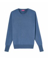 Maglia girocollo in Cashmere Blu surf da Uomo