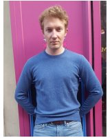 Maglia girocollo in Cashmere Blu surf da Uomo