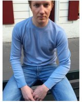 Cashmere round neck sweater Ice blue men