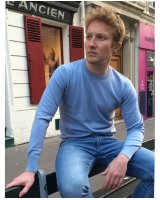 Herren Pullover aus Kaschmir mit Rundhalsausschnitt Eisblaue