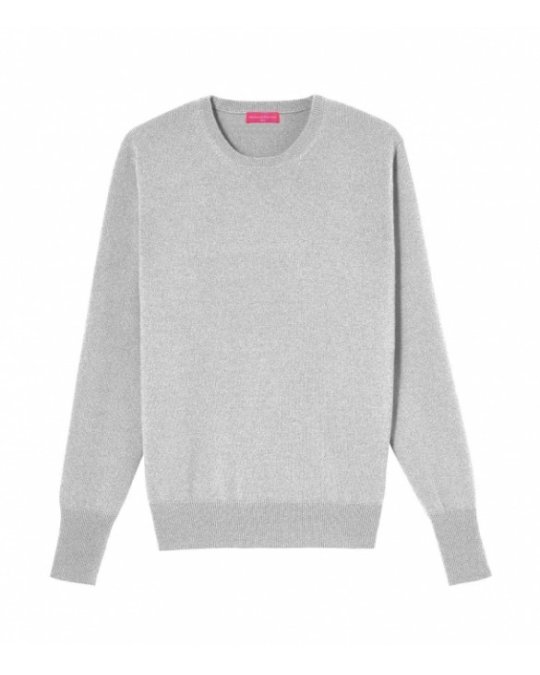 Pull col rond en cachemire gris clair pour homme