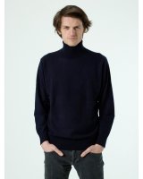 Cashmere turtleneck sweater Navy blue men