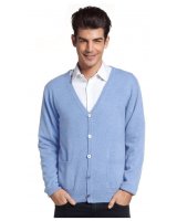 Gilet en cachemire bleu glacier homme
