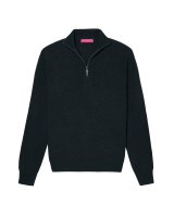 Maglia a collo alto e zip a 8 fili in Cashmere Nero da Uomo