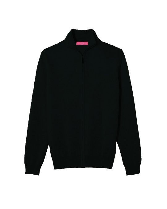 Cardigan con zip in cashmere nero per uomo
