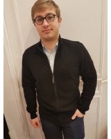 Schwarzer Kaschmir-Zip-Pullover für Herren