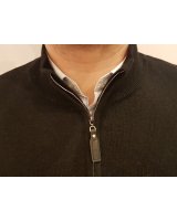 Schwarzer Kaschmir-Zip-Pullover für Herren