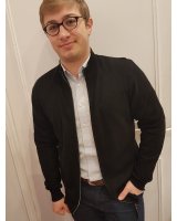 Schwarzer Kaschmir-Zip-Pullover für Herren
