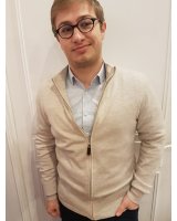 Beige Kaschmir-Zip-Pullover für Herren