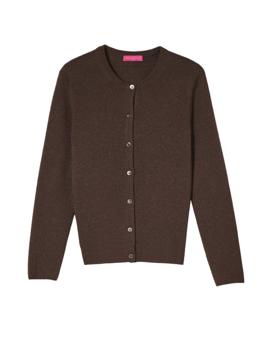 Damescardigan van kasjmier in chocoladekleur