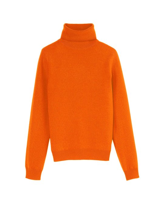 Rollkragenpullover aus Kaschmir Inferno Orange