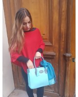 Cashmere Poncho in Red