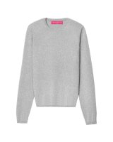 Maglione in cashmere con collo rotondo e maniche lunghe in grigio chiaro per donna