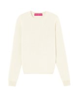 Weißer Kaschmirpullover mit Rundhalsausschnitt und langen Ärmeln für Damen