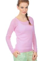 maglione a girocollo in cachemire rosa pallido per donne