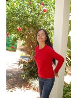 Rundhals-Kaschmirpullover in Rot für Damen