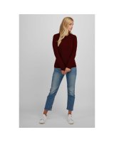 Long Sleeve Round Neck Cashmere Sweater in Burgundy for Women