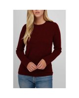 Maglione a Collo Tondo a Maniche Lunghe in Cashmere borgogna per Donna