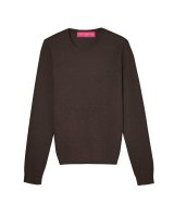 Pullover aus Kaschmir mit Rundhalsausschnitt und längen Ärmeln Schokoladenfarbe