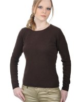 Pullover aus Kaschmir mit Rundhalsausschnitt und längen Ärmeln Schokoladenfarbe