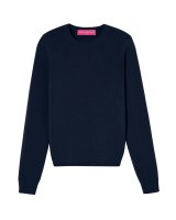 Pull col rond en cachemire bleu marine pour femme