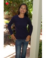 Rundhals-Pullover aus marineblauem Kaschmir für Damen