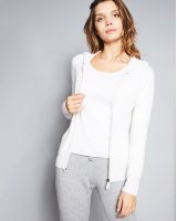 Gilet zip capuche blanc en cachemire