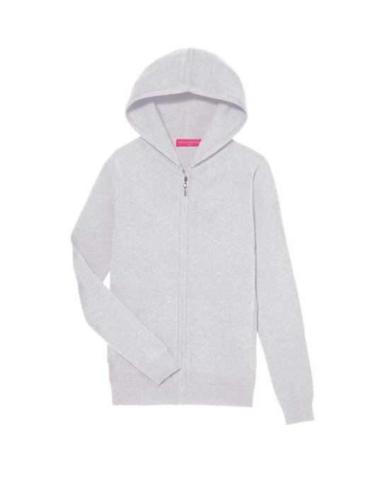 lichtgrijze kasjmieren hoodie met ritssluiting voor vrouwen