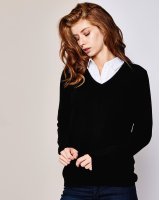 Black Cashmere V-Neck Sweater for Women