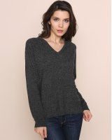 Pull col en V en cachemire Gris anthracite