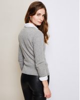 Women's Light Grey Cashmere V-neck Sweater