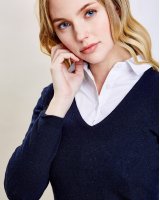 Women's V-Neck Navy Blue Cashmere Sweater