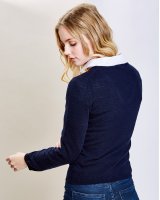 Women's V-Neck Navy Blue Cashmere Sweater