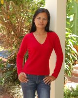 Red V-neck cashmere sweater for women