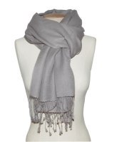 kasjmier en zijden lichtgrijze pashmina