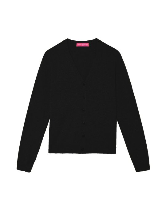 Zwarte kasjmier V-hals vest voor vrouwen