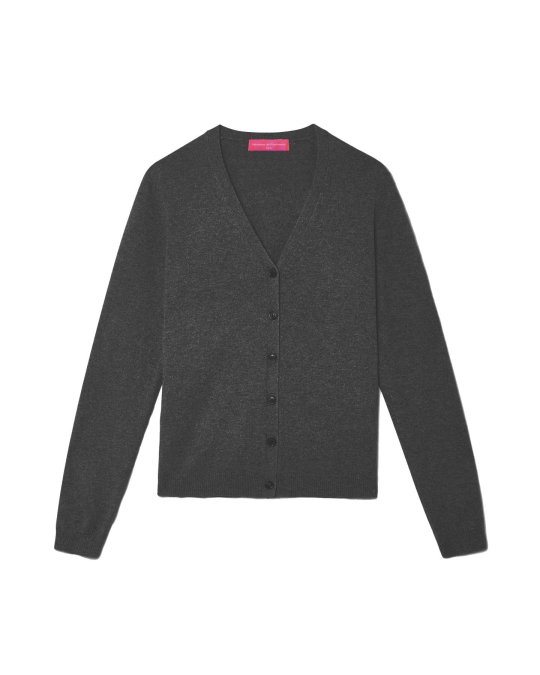 Gilet col en V en cachemire Gris anthracite