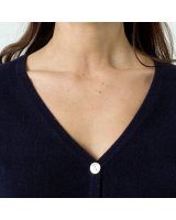 Maglione a V in cashmere blu navy per donna